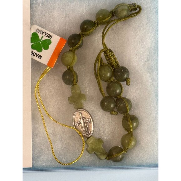 Genuine Connemara Marble Green Prayer Beads Handmade In Ireland With Cross Desig - Picture 5 of 8